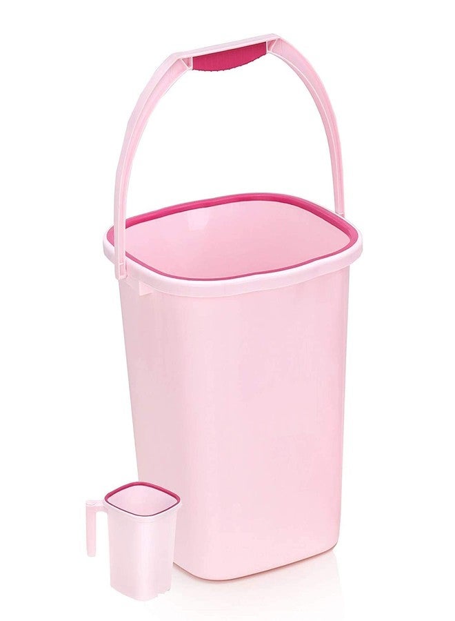 Mbuys Mall Bathroom Bucket (18 Littre) & Matching Mug (1 Littre) Set, Plain Plastic White, Red, Blue, Grey, Cream Square Shape, (Multi-Color) - Image 2